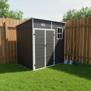 Casetta <span class=keywords><strong>da</strong></span> <span class=keywords><strong>Giardino</strong></span> in Plastica per Esterni con Pavimento, Ampio Spazio, Ripostiglio per Attrezzi <span class=keywords><strong>da</strong></span> <span class=keywords><strong>Giardino</strong></span>, Robusta Casetta <span class=keywords><strong>da</strong></span> Esterno con Porta Chiudibile a Chiave per Biciclette - Product Image 1