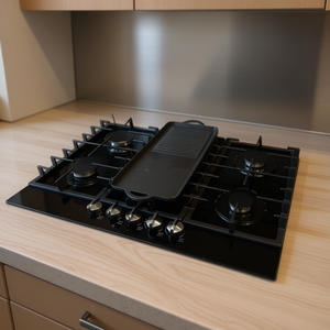 เตาแก๊สแบบฝัง 5 หัวเตา ยี่ห้อ Shorbull ขนาด 36 นิ้ว ผลิตจากสแตนเลส ใช้ได้ทั้งแก๊สและน้ำมัน พร้อมเตาปิ้งย่าง ทำความสะอาดง่าย ให้ความร้อนเร็ว - Product Image 2