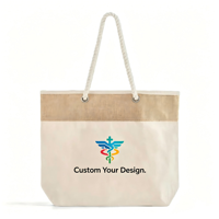 Sac fourre-tout en toile personnalisé pour cadeaux clients de spa et bien-être, avec bordure en jute, grand sac de transport sans soufflets latéraux, sac fourre-tout bateau