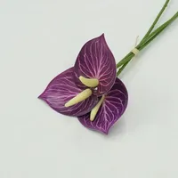 Bunga Anthurium Buatan Tangan dari Plastik Buatan, Buket Pengantin, Dekorasi Pernikahan, Dekorasi Pesta Liburan, Hiasan Rumah