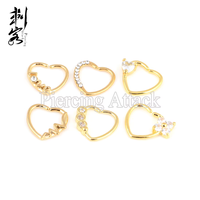 Anting-anting gelang daith bentuk hati dengan zircon kuningan, desain cakar, untuk pernikahan romantis, perhiasan tubuh.