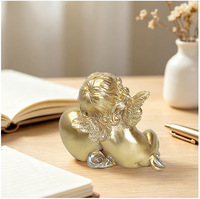 Figurine d'ange chérubin en résine, statue d'ange Cupidon endormi, étreignant un cœur, figurines de table mignonnes et adorables