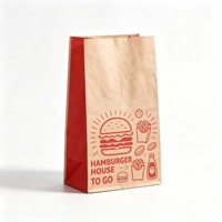 Sacs d'épicerie en papier kraft brun recyclables à fond carré avec soufflet latéral pour l'emballage de collations, petit-déjeuner, restauration rapide et hamburgers