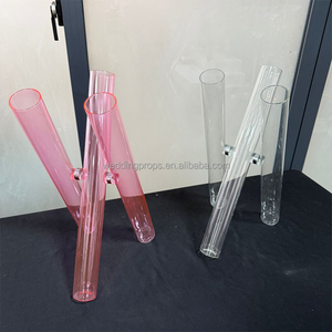 2025 New Latest Design 3 Glass Cylinder Set <strong>Vase</strong> Rose Table Wedding Gold <strong>Vase</strong> Centerpiece Acrylic <strong>Flower</strong> Stand - Product Image 2