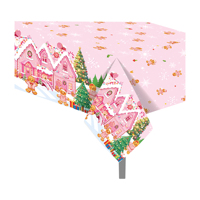 Nappe de table pour fête de Noël Huancai, motif homme en pain d'épices rose, nappe en plastique jetable pour fournitures de fête de Noël