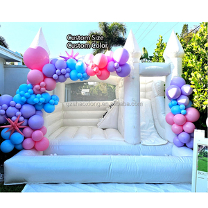 Ngoài trời PVC Trắng bouncy lâu đài 15x15ft <span class=keywords><strong>Inflatable</strong></span> đám cưới bị trả lại nhà nhảy lâu đài Combo trượt với bóng Pit Hồ bơi cho Đảng - Product Image 1