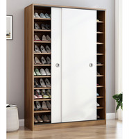 Armoire à Chaussures Haute Verticale à Portes Coulissantes en Bois Massif
