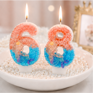 Vela de Pastel con Forma de Princesa Sirena y Diseño de Océano Azul para Decoración de Fiestas de Cumpleaños - Product Image 2