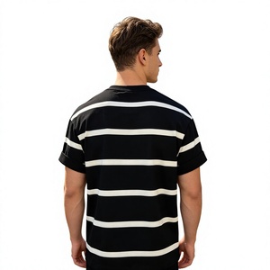 Camiseta de Manga Corta para Hombre, Talla Grande, Teñida con Hilo, a Rayas, Cuello Redondo, Informal, de Punto, Corte Regular, Antiarrugas, Diseño Estampado - Product Image 5