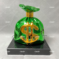 Sculpture de sac à main personnalisée aux couleurs électrolytiques, statue de sac de luxe vert chromé, sculpture pop art dollar, modèle d'artisanat en résine