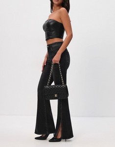 <span class=keywords><strong>Jean</strong></span> évasé taille haute pour femme, noir délavé, coupe slim, avec fente latérale, style bootcut, streetwear vintage - Product Image 2