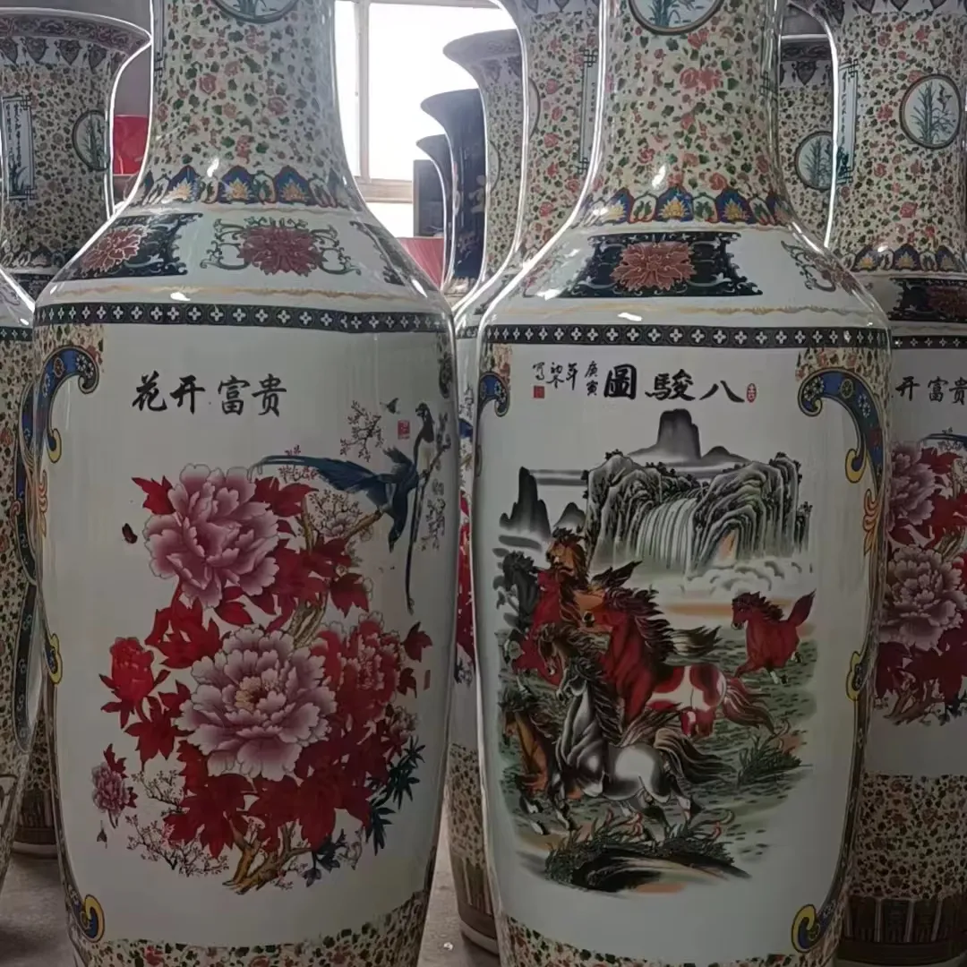 Jingdezhen Traditionele Antieke Oude Beschilderd Aardewerk Grote En Hoge Vloer Keramische En Porseleinen Vaas Voor Huisdecoratie