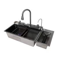 Robinet de cuisine monocommande contemporain et moderne en acier inoxydable à montage sur plan avec douchette extractible, corps en laiton, garantie 5 ans pour hôtel