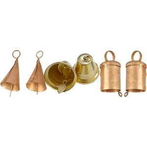 Vintage Rustic Tin Bells <b>Small</b> Cow Bells Jingle Chimes 6 Golden Christmas Tree Crafts for Christmas Garlands <b>Wreaths</b> Decoration - Product Image 3