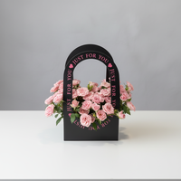 Boîte à fleurs avec poignée, boîte à fleurs en papier personnalisée avec logo imprimé en gros pour bouquet de roses, cadeaux de mariage