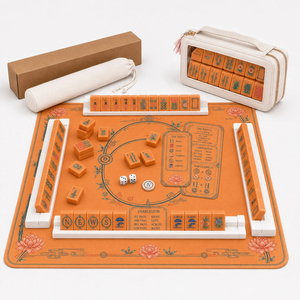 Luxury Orange Botanical Mahjong Table Mat Noise Reduction Neoprene Game Play Mat with Travel Bag for Gifts - Product Image 3