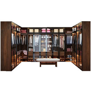 Best Fashion <b>Wardrobe</b> Wooden <b>Wardrobe</b> High Glass Door With LED Light In Bedroom Custom Cabinets Factories - Product Image 3