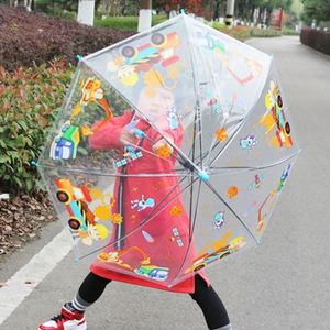 Lindo Paraguas Manual Transparente a Prueba de Viento para Niños y Niñas con Estampado de Dibujos Animados de Animales y Dinosaurios, Regalo para el Regreso a Clases - Product Image 4