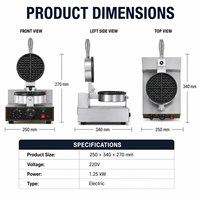 Machine à gaufres électrique antiadhésive avec poignée à ressort durable, gaufrier professionnel en acier inoxydable pour snack-bar