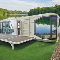 Maisons préfabriquées en capsule spatiale écologiques en aluminium extensible, maisons minuscules sur roues, capsule commerciale de luxe