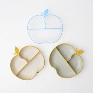 Assiettes <span class=keywords><strong>d</strong></span>'alimentation pour bébé en silicone sans BPA personnalisées avec ventouses et compartiments de forme spéciale pour les aliments - Product Image 2