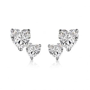 Dylam Dainty High Jewellery 925 <b>Silver</b> D VVS1 Moissanite Heart Love Shape <b>Stud</b> <b>Earrings</b> for Valentine's Day Gifts - Product Image 1
