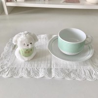 Sets de table coréens doux et purs de style blanc avec motif bambou et dentelle, sous-verres, décorations de table, sets de table multi-usages
