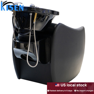 Silla de masaje eléctrica de lujo, moderna, de cuero negro, sin plomería, para salón de belleza, Kisen, envío gratis, gran oferta. - Product Image 3