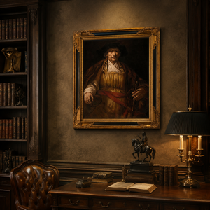 Reproduction de l'autoportrait de Rembrandt, chef-d'œuvre prestigieux fait main, peinture murale classique <span class=keywords><strong>baroque</strong></span> pour la décoration de villa et de bureau. - Product Image 2