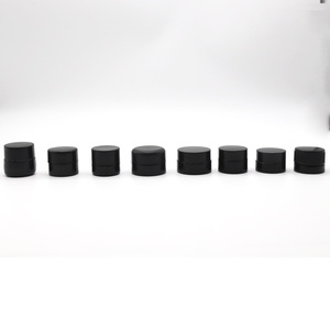 Custom UV Black <b>Glass</b> Jars With CR Plastic Lids 3.5G Storage <b>Containers</b> Sealed Round Shape For Supplement Capsule Herb Tobacco - Product Image 1