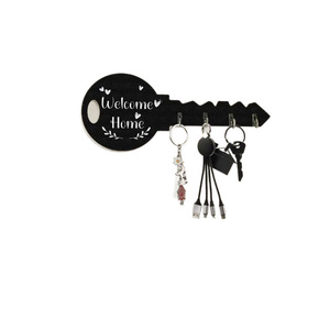Yuka Key <b>Hook</b> Wall Mount Matte <b>Black</b> Wood Entryway Organizer Minimalist Home Decor Welcome Home Key Rack - Product Image 5