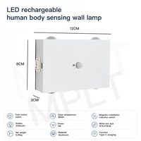 Applique murale LED magnétique rechargeable avec détecteur de mouvement, 4 têtes d'éclairage, sans fil, détachable, personnalisable pour chambre à coucher