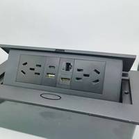 Prise de bureau escamotable de qualité supérieure, prise de table, noire, EU/UK/US, intégrée, 4 prises de bureau