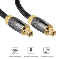 Câble audio numérique optique Toslink vers Toslink en fibre optique, avec connecteurs métalliques plaqués or, vente chaude