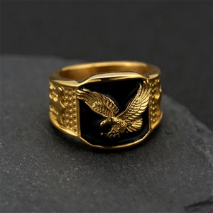 Hip Hop Oil Drip Jewelry Hoop <b>Ring</b> 18k Gold Plated Eagle <b>Rings</b> <b>for</b> <b>Men</b> - Product Image 5