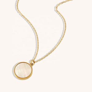 Dingran, nueva moda, collar con colgante de estrella de luna de concha Natural, joyería de acero inoxidable chapada en oro de 18K, collar delicado - Product Image 5