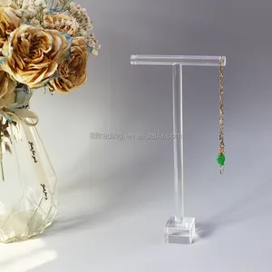 Exhibidor de pendientes y collar de barra en T con base personalizada para múltiples pendientes estante de exhibición acrílico transparente único para pendientes