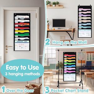 8 Pockets Hanging Wall <b>File</b> <b>Organizer</b> 15 Inch Extra Wide Pocket Chart For Classroom Office Home Mail <b>Organizer</b> Wall Mounted - Product Image 6