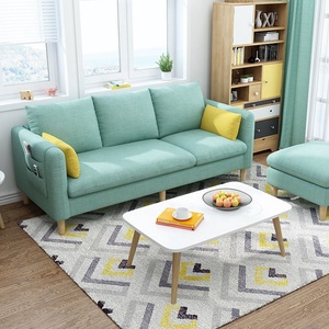 Juego <span class=keywords><strong>de</strong></span> Sofás Seccionales Modernos Azules Pequeños para Sala <span class=keywords><strong>de</strong></span> Estar con Estructura <span class=keywords><strong>de</strong></span> Madera y Tela <span class=keywords><strong>de</strong></span> Tapicería Nuevos - Product Image 5