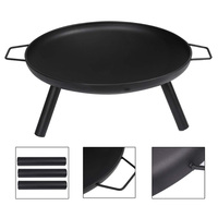 Brasero extérieur en fer avec anneau de brasero, revêtement en poudre, portable, à combustion de bois pour jardin et terrasse, loisirs