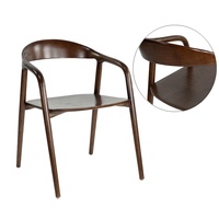 Chaise de salle à manger en bois sculpté couleur noyer, style antique de luxe, avec revêtement en cuir PU confortable, pour restaurant, vente en gros