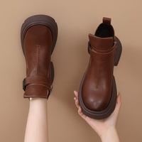 Nouvelles bottes Martin à semelle épaisse pour femmes automne-hiver 2026, bottines en cuir véritable style britannique rétro