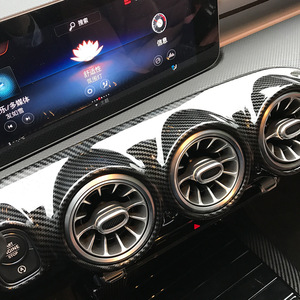 Cardimanson Center Console Panel Carbon Fiber Textured Piano Black For Mercedes-Benz A-Class CLA-Class W177 C118 - Product Image 4