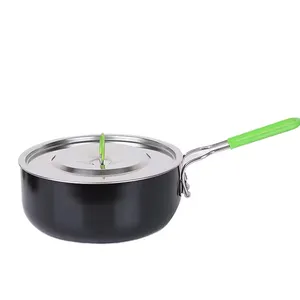 BRS-P26 Outdoor Portable Heating Aluminium Alloy Pot Round Foldable Not Stick Pot Cooking Soup Pot Utensils Camping Equipment