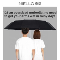 Parapluie automatique japonais 12 baleines 125 cm pliable en trois sections pour deux personnes, résistant aux intempéries, avec poignée en bois massif de qualité supérieure
