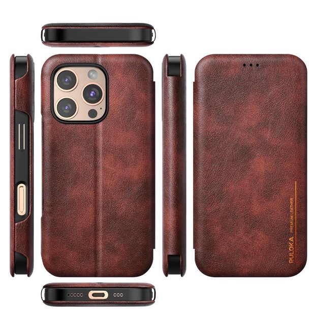 Superior Leather Flip Wallet Mobile Strong Magnetic Phone Case for iPhone 16 Pro Max Card Slot Leather Book Flip Cover