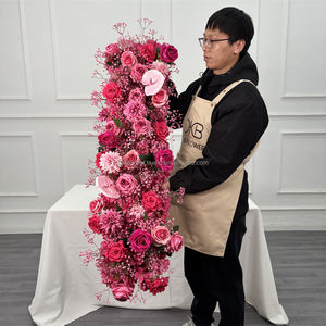 Camino de Mesa Floral Personalizado de Fábrica DKB, Decoración para Recepción de Bodas, Camino de Mesa con Flores Artificiales, Hileras de Flores Largas - Product Image 1