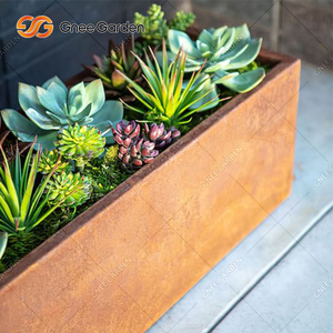 Macetas rectangulares de acero corten para macetas grandes de metal rústico, caja para macetas de jardín - Product Image 6