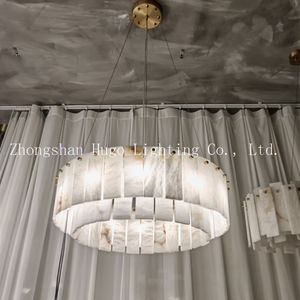 Lámpara colgante de alabastro grande de lujo personalizada, decoración del hogar, candelabro de alabastro para sala de estar - Product Image 3