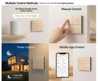 Nouveaux interrupteurs muraux intelligents Tuya Zigbee, Smart Life, compatibles avec Alexa, commande vocale, éclairage, 4 boutons avec neutre M8-6